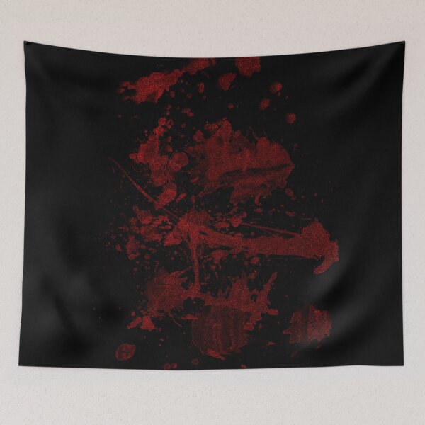 Item preview, Grunge Metallic Red Blood Splatter on Black Background designed and sold by James-Cole.