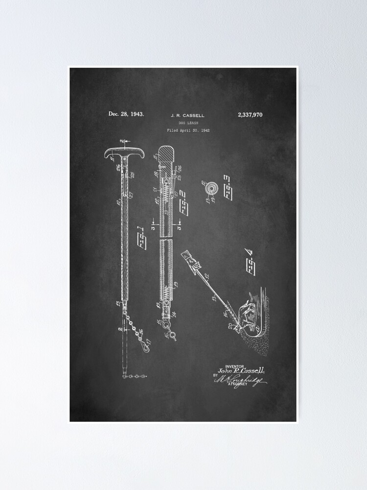 "Dog Leash Patent 1943" Poster for Sale by plintner Redbubble