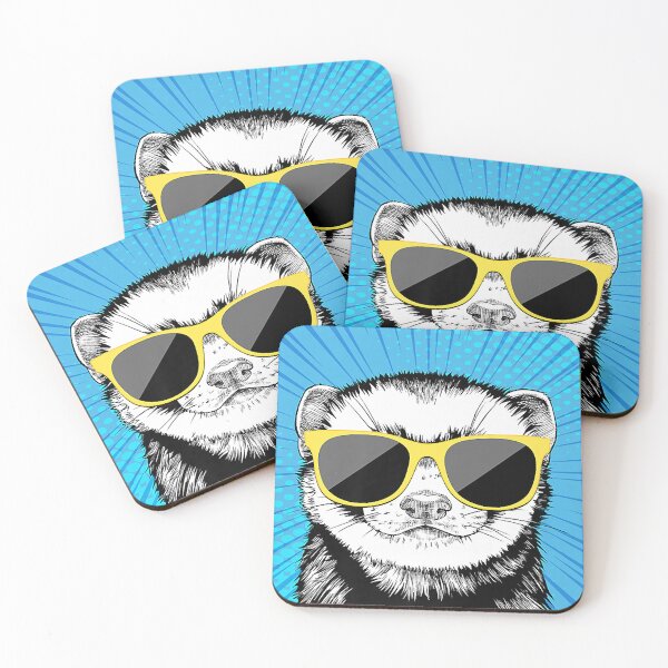 Item preview, Ferret Portrait Pop Art Animal with Sunglasses  designed and sold by dyshawnnaaman.