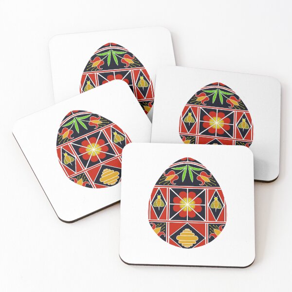 Item preview, Easter egg Ukrainian inspired Red black yellow green designed and sold by hallas2b.