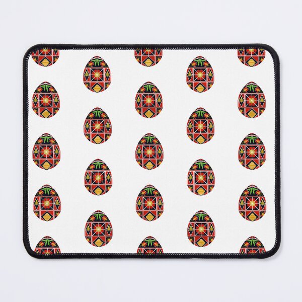 Item preview, Easter egg Ukrainian inspired pattern red black yellow green designed and sold by hallas2b.