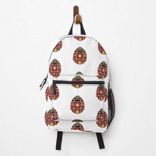 Item preview, Easter egg Ukrainian inspired pattern red black yellow green designed and sold by hallas2b.