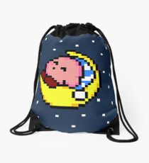 Sleepy Kirby - Pixel Art Drawstring Bag