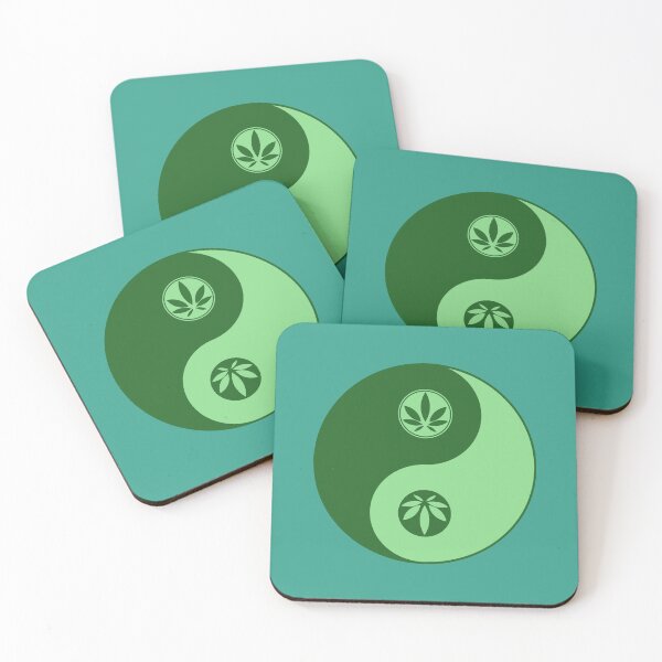 Item preview, Green Yin Yang Funny Weed Leaf 420/Weed/Cannabis/Pot/Marijuana Design For Hippies/Witches/Pagans designed and sold by SteamParliament.