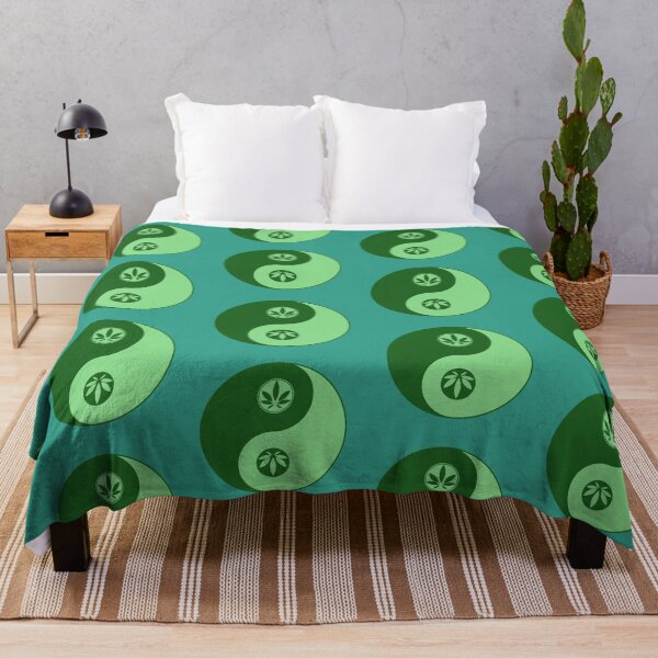 Item preview, Green Yin Yang Funny Weed Leaf 420/Weed/Cannabis/Pot/Marijuana Design For Hippies/Witches/Pagans designed and sold by SteamParliament.