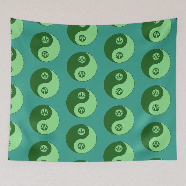 Item preview, Green Yin Yang Funny Weed Leaf 420/Weed/Cannabis/Pot/Marijuana Design For Hippies/Witches/Pagans designed and sold by SteamParliament.