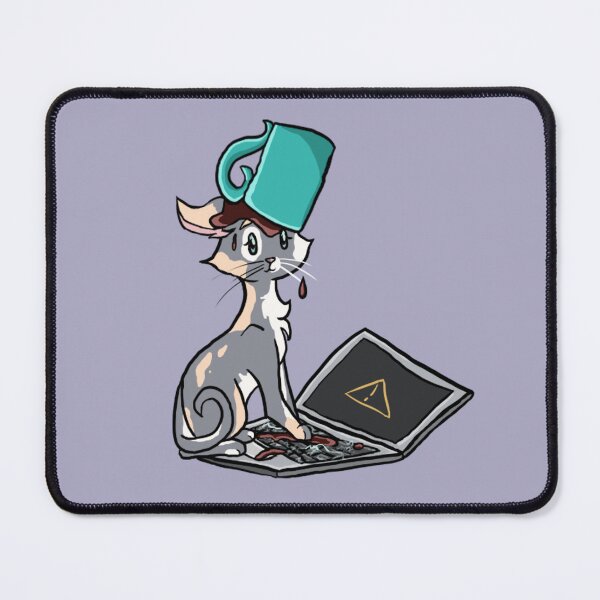 Item preview,  Kitten with coffee sitting on a computer. designed and sold by BerryShyKittens.