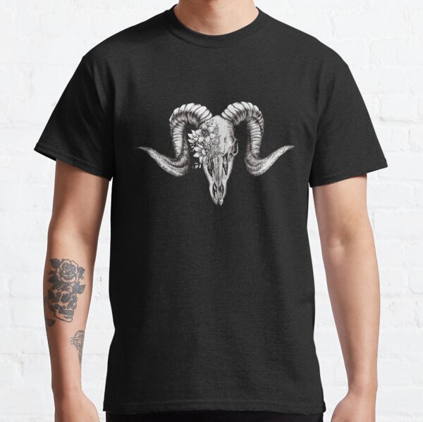 Flowery Ram Skull T-Shirts