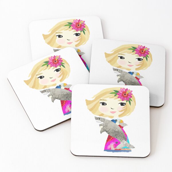 Item preview, Girl with Great White Shark / Cordelia & Carl designed and sold by ruby + acorn.
