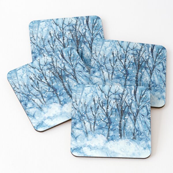 Item preview, Abstract Winter Forest with Falling Snow designed and sold by The Elderberry Blossom.
