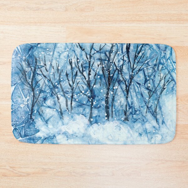 Item preview, Abstract Winter Forest with Falling Snow designed and sold by The Elderberry Blossom.