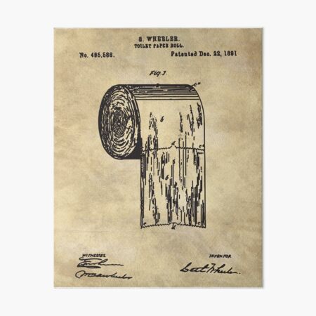 Toilet Paper Roll by S. Wheeler Patent Drawing - Blueprint Style | Art  Board Print