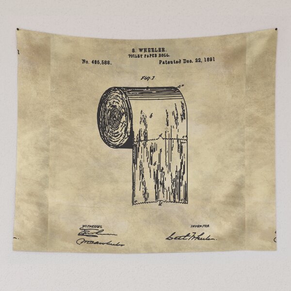 Item preview, Antique toilet paper roll beige blueprint patent illustration  designed and sold by Glimmersmith.