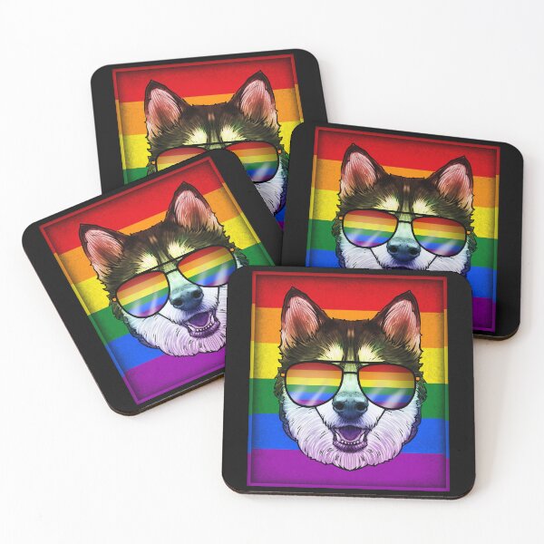 Item preview, Gay Siberian Husky Dog Rainbow LGBT Pride Flag designed and sold by Delightfully Cynical.