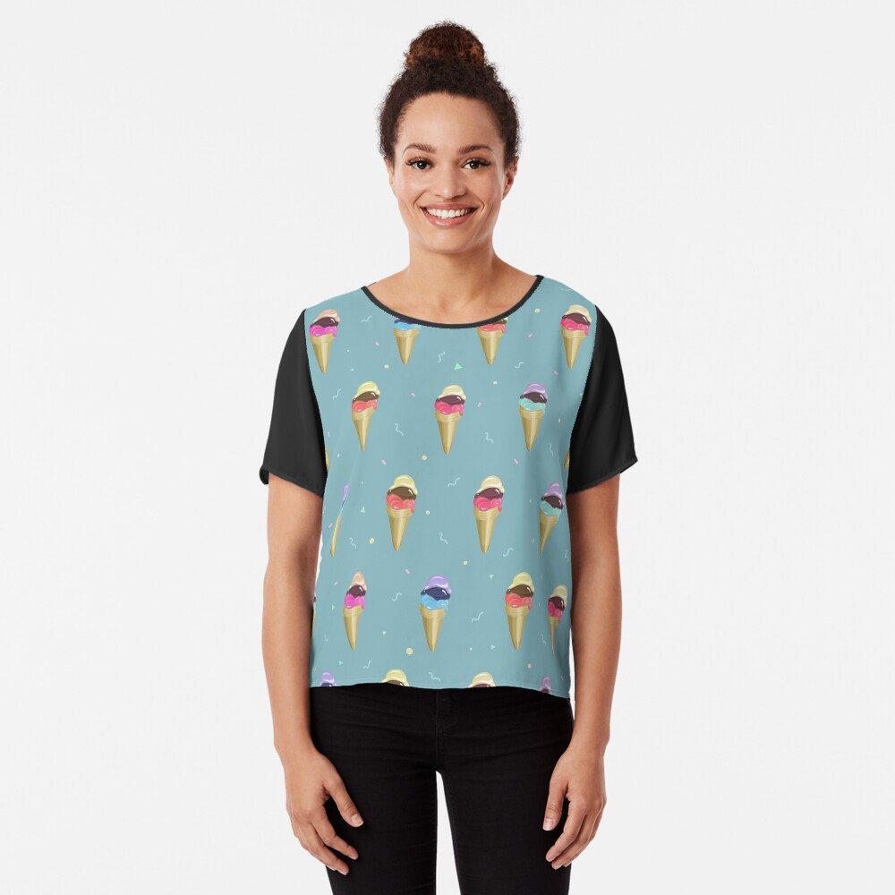 Ice Cream Pattern Chiffon Top