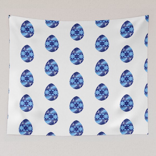 Item preview, Easter egg Ukrainian inspired pattern blue designed and sold by hallas2b.