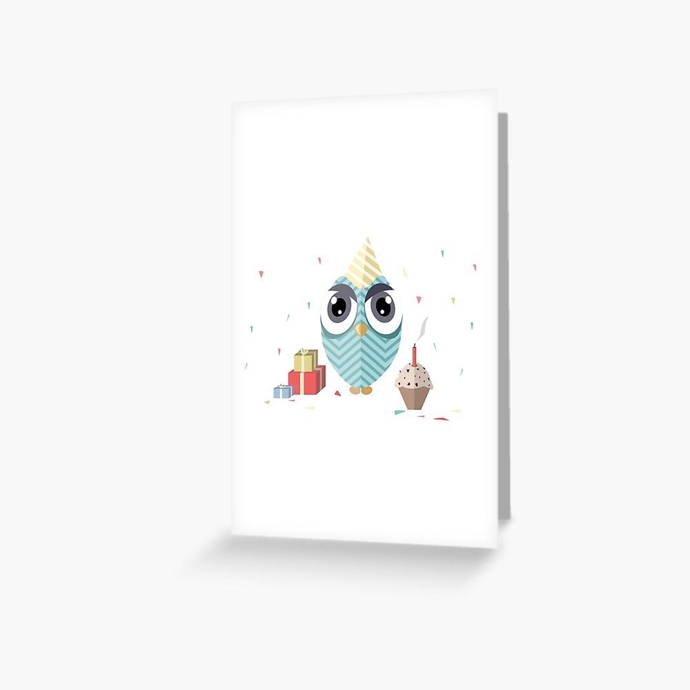 Carte De Vœux Joyeux Anniversaire Hibou Par Mirunasfia Redbubble