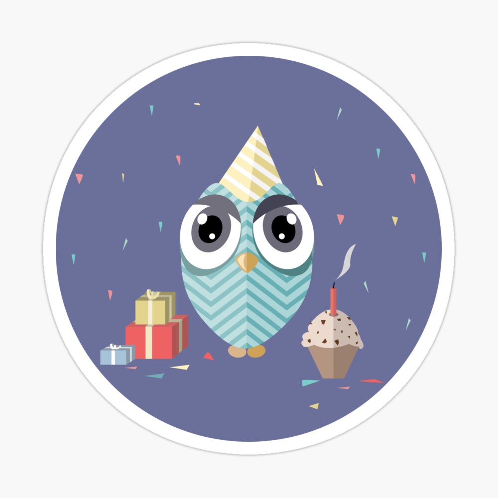 Carte De Vœux Joyeux Anniversaire Hibou Par Mirunasfia Redbubble