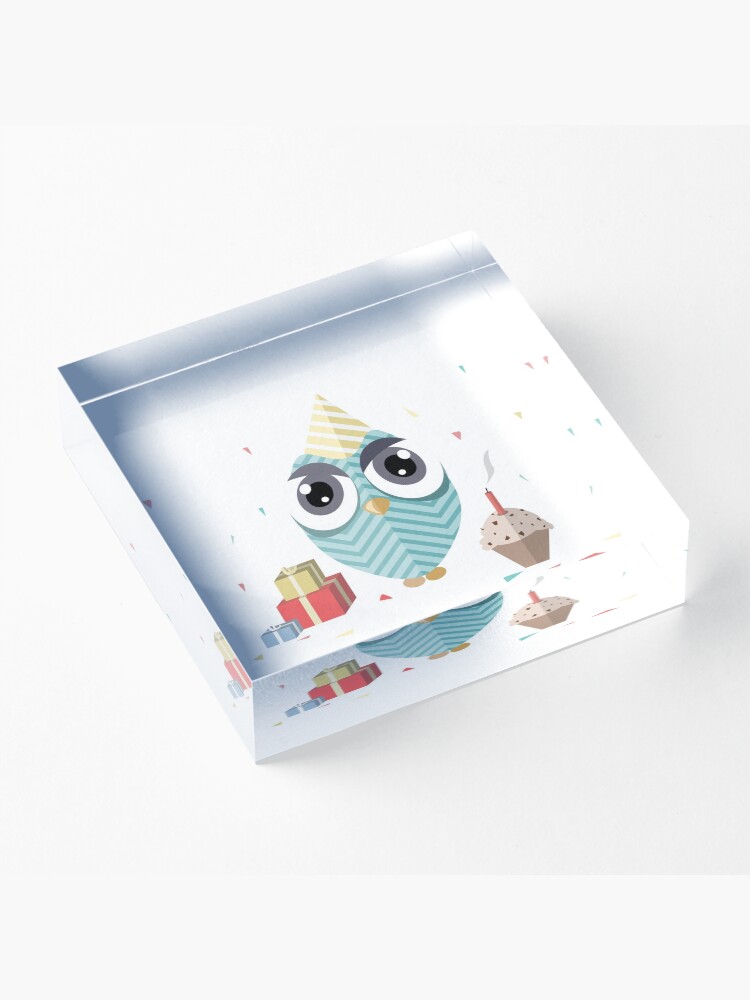 Alternate view of Happy Birthday Owl Acrylic Block