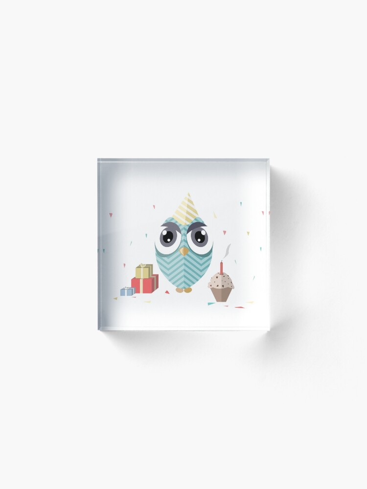 Alternate view of Happy Birthday Owl Acrylic Block