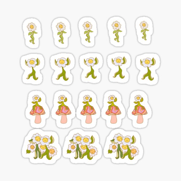 Vista previa del artículo con la obra «Agradable paquete de pegatinas de flores de hongos 4 flores», diseñado y vendido por vantasy11.