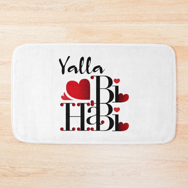 Item preview, Yalla Habibi English text with heart decorated cool Typography Design designed and sold by Raju-Creative.