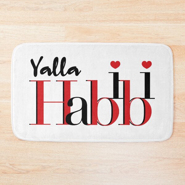 Item preview, Yalla Habibi English text with heart decorated cool Design designed and sold by Raju-Creative.