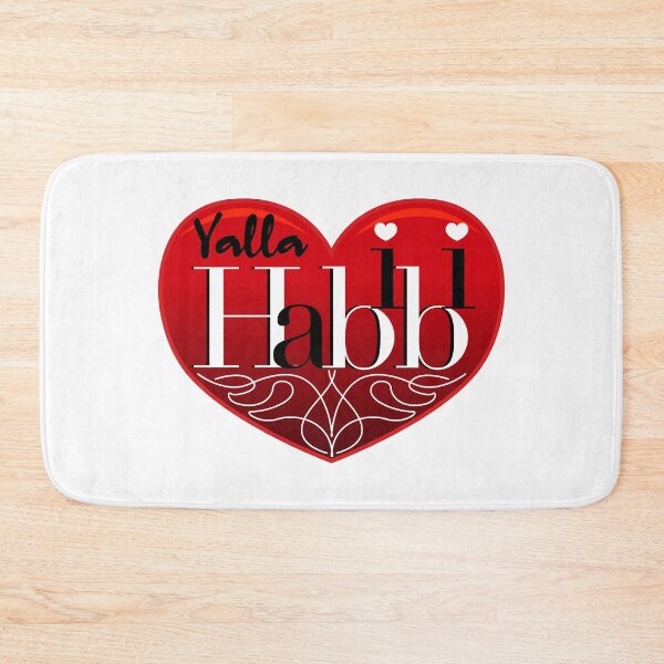 Item preview, Yalla Habibi English text with heart decorated Design designed and sold by Raju-Creative.