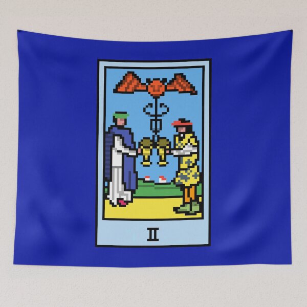 Item preview, Wait, is this pixel art tarot? Blue - Minor Arcana 'Two of Cups' (Design for T-shirt, stickers and other accessories) designed and sold by Pixel Waite.