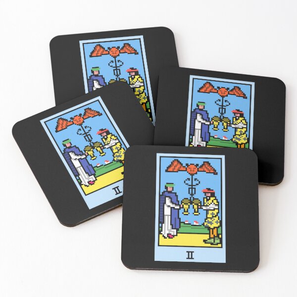 Item preview, Wait, is this pixel art tarot? Black - Minor Arcana 'Two of Cups' (Design for T-shirt, stickers and other accessories) designed and sold by Pixel Waite.