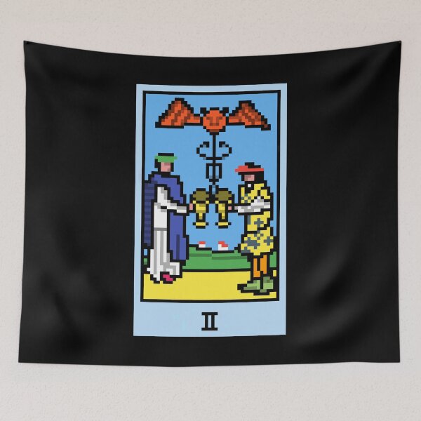 Item preview, Wait, is this pixel art tarot? Black - Minor Arcana 'Two of Cups' (Design for T-shirt, stickers and other accessories) designed and sold by Pixel Waite.