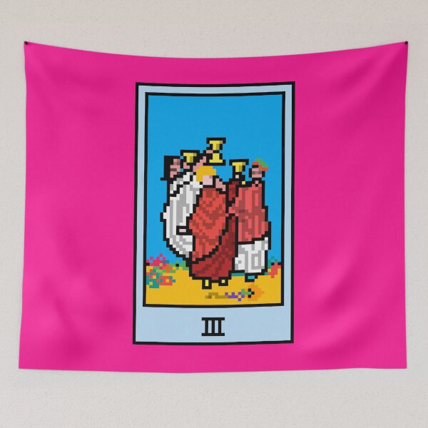 Artikelvorschau, Moment, ist das Pixel-Art-Tarot? Pink – Minor Arcana „Three of Cups“ (Design für T-Shirt, Aufkleber und andere Accessoires) entworfen und verkauft von Pixel Waite.
