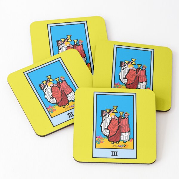 Item preview, Wait, is this pixel art tarot? Yellow - Minor Arcana 'Three of Cups' (Design for T-shirt, stickers and other accessories) designed and sold by Pixel Waite.