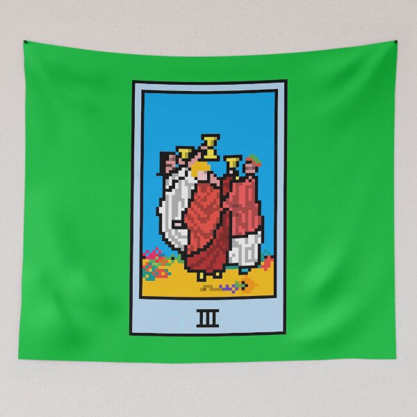 Item preview, Wait, is this pixel art tarot? Green - Minor Arcana 'Three of Cups' (Design for T-shirt, stickers and other accessories) designed and sold by Pixel Waite.
