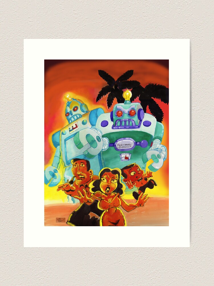Thumbnail 1 of 3, Art Print, Escape From Robot Island designed and sold by jeromatic.