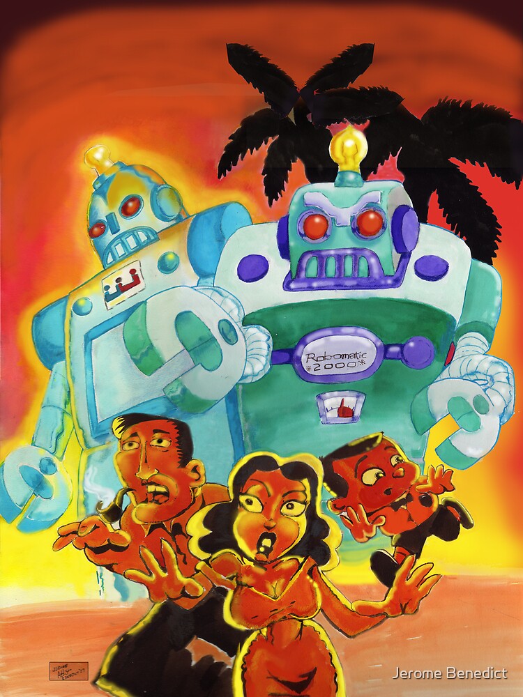 Thumbnail 3 of 3, Art Print, Escape From Robot Island designed and sold by jeromatic.