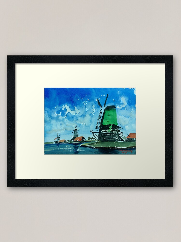 Alternate view of Windmills in Holland Framed Art Print