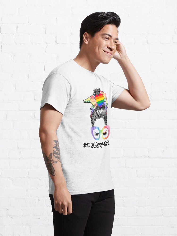 Discover Free Mom Hugs Messy Bun LGBT Pride  Classic T-Shirt