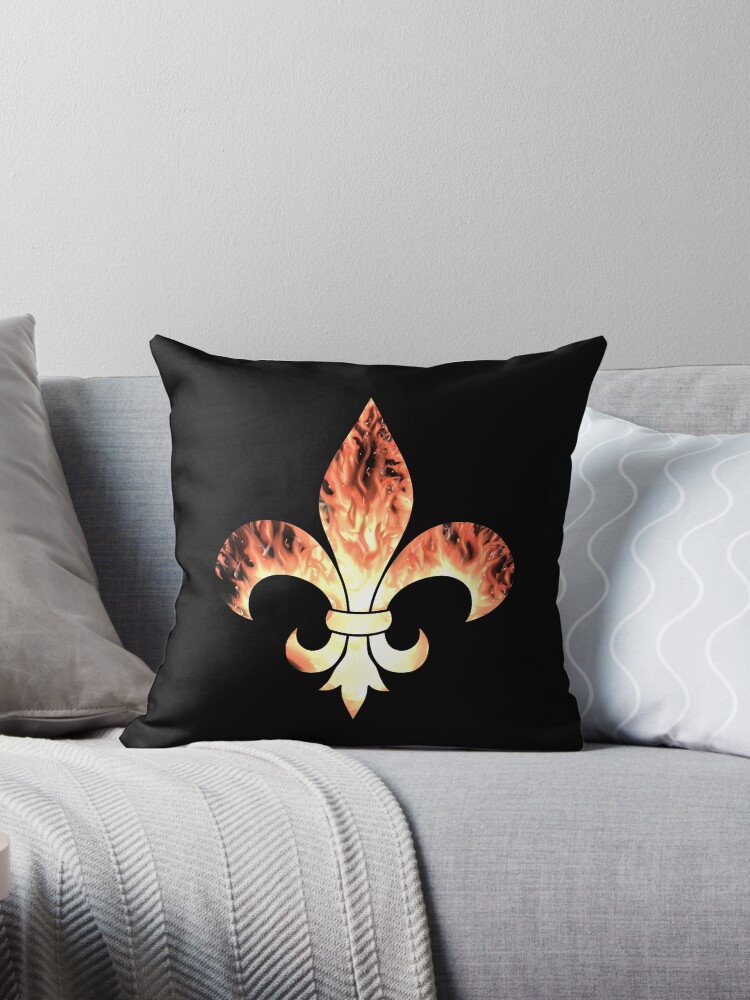 Flaming Fleur De Lis Throw Pillow