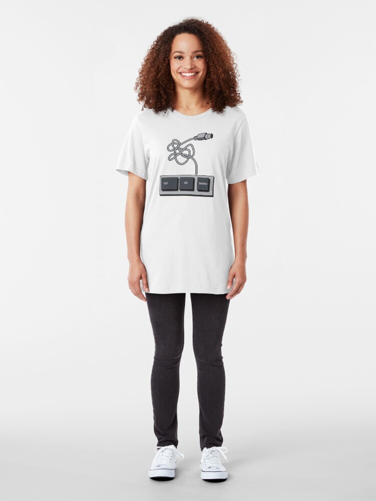 Alternate view of Ctrl+Alt+Delete IT Keyboard Slim Fit T-Shirt
