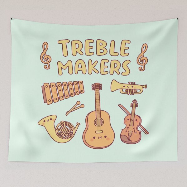 Item preview, Cute Musical Instruments, Treble Makers Music Pun designed and sold by rustydoodle.