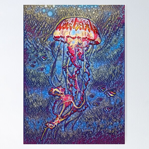 Jellyfish Under The Waves Mosaic Art Design