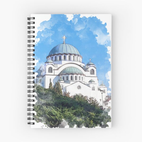 Item preview, Temple of Saint Sava Serbia Watercolor Art designed and sold by Blok45.