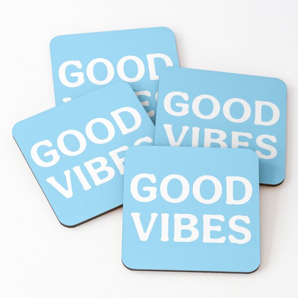 Item preview, Good Vibes (White Light Blue) Positive Motto Print designed and sold by ToluaPrints.