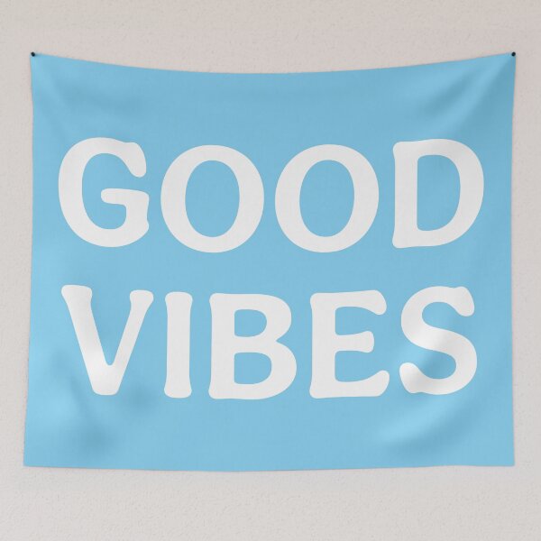 Item preview, Good Vibes (White Light Blue) Positive Motto Print designed and sold by ToluaPrints.