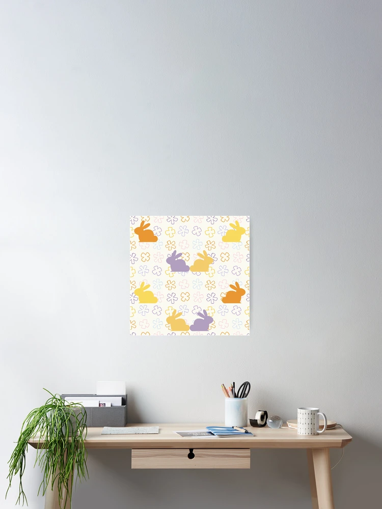 Thumbnail 2 of 3, Poster, Cute Easter Rabbit Flower Pattern designed and sold by CreativNode.