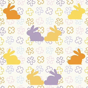 Artwork thumbnail, Cute Easter Rabbit Flower Pattern by CreativNode