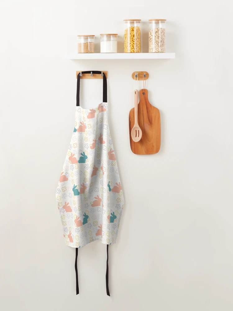 Thumbnail 4 of 6, Apron, Cute Easter Rabbit Flower Pattern designed and sold by CreativNode.