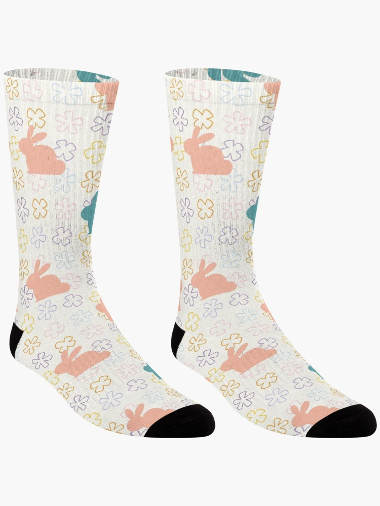 Thumbnail 3 of 5, Socks, Cute Easter Rabbit Flower Pattern designed and sold by CreativNode.