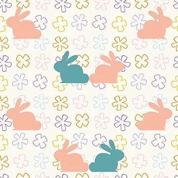Artwork thumbnail, Cute Easter Rabbit Flower Pattern by CreativNode